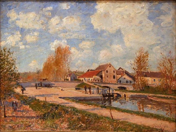 Alfred Sisley The Bourgogne Lock at Moret Spring France oil painting art